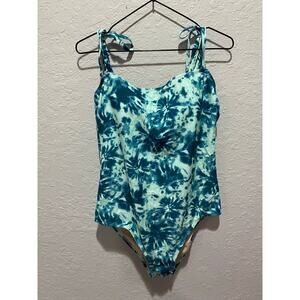 Kona Sol NWOT Blue Tie Dye One Piece Bathing Suit Size L  Beachy